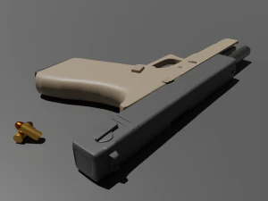 Pistol with materials 3D Model