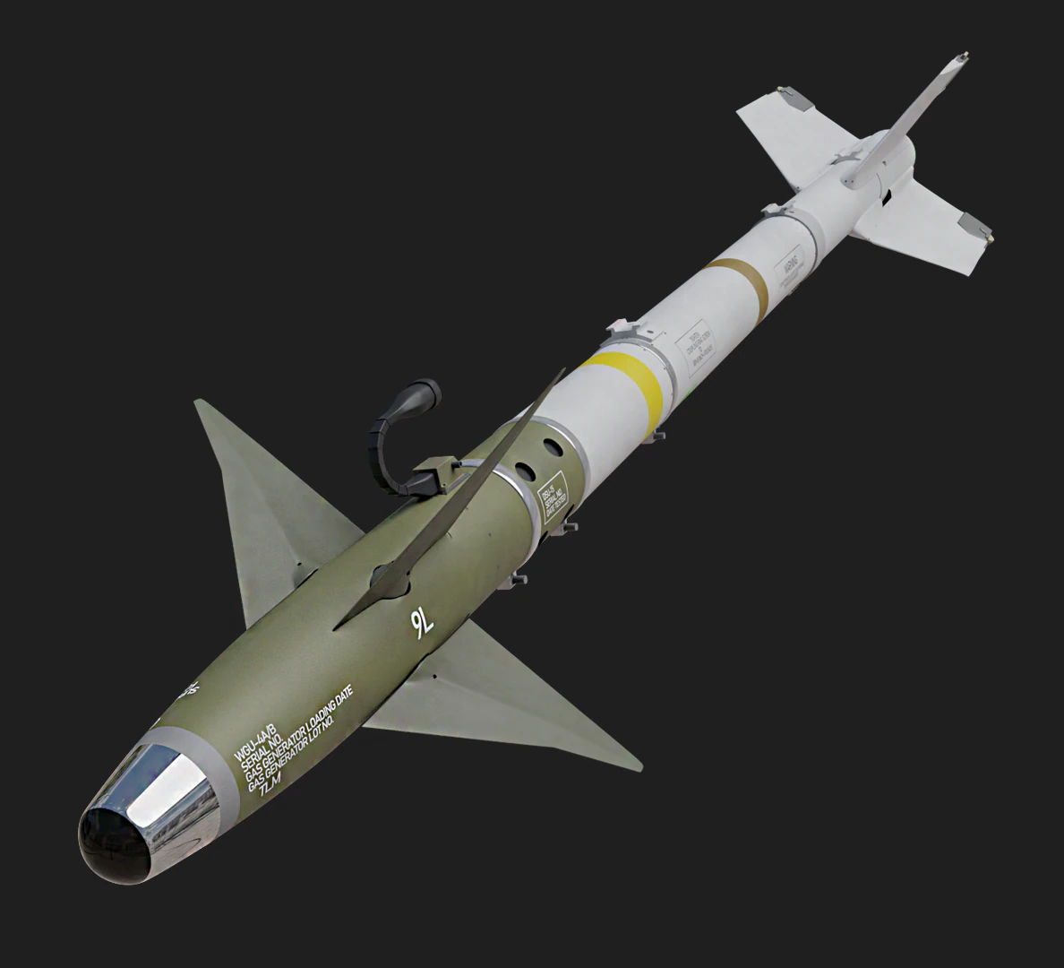 Aim-9L Sidewinder missile 3D Model .c4d .max .obj .3ds .fbx .stl .blend 