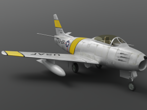 North American F-86A Sabre subsonic fighter 3D Модель