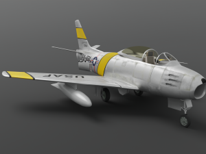 North American F-86A Sabre subsonic fighter Model 3D