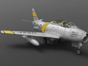 North American F-86A Sabre subsonic fighter 3D Model