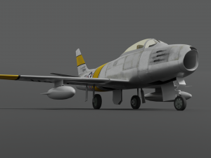 North American F-86A Sabre subsonic fighter Model 3D