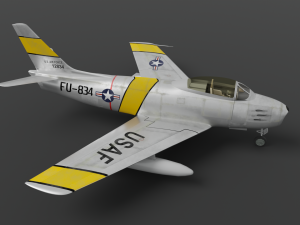 North American F-86A Sabre subsonic fighter Model 3D
