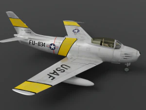 North American F-86A Sabre subsonic fighter 3D Model