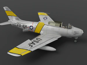 North American F-86A Sabre subsonic fighter 3D Model