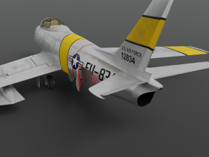 North American F-86A Sabre subsonic fighter Model 3D
