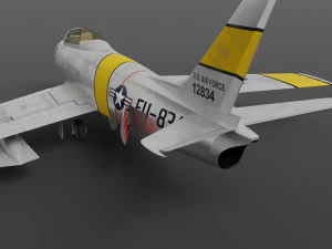 North American F-86A Sabre subsonic fighter 3D Model