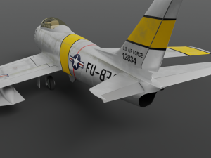 North American F-86A Sabre subsonic fighter Model 3D