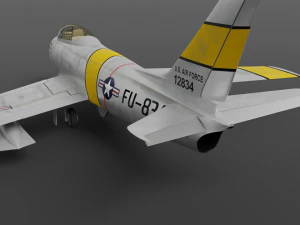 North American F-86A Sabre subsonic fighter 3D Model