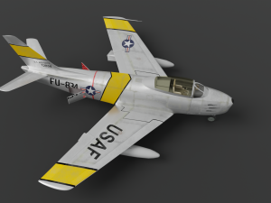 North American F-86A Sabre subsonic fighter Model 3D