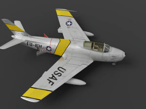 North American F-86A Sabre subsonic fighter 3D Model