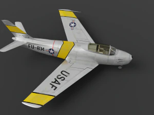 North American F-86A Sabre subsonic fighter 3D Model