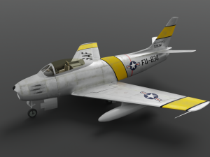 North American F-86A Sabre subsonic fighter Model 3D