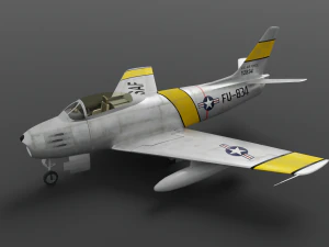 North American F-86A Sabre subsonic fighter 3D Model