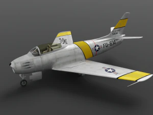 North American F-86A Sabre subsonic fighter 3D Model