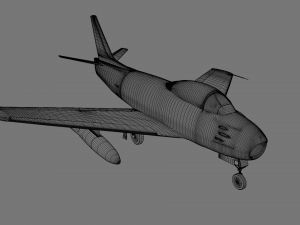 North American F-86A Sabre subsonic fighter Model 3D
