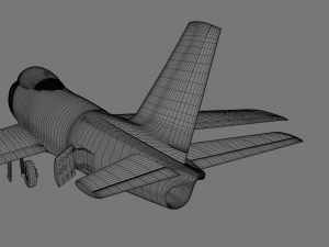 North American F-86A Sabre subsonic fighter Model 3D