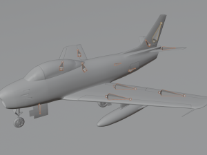 North American F-86A Sabre subsonic fighter Model 3D