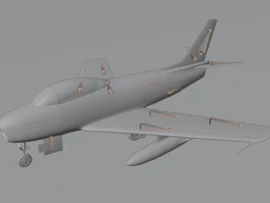 North American F-86A Sabre subsonic fighter 3D Model