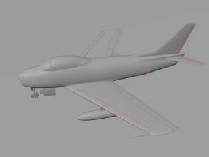 North American F-86A Sabre subsonic fighter 3D Model