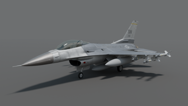General dynamics F-16 with Sidewinder missiles 3D Model .c4d .max .obj .3ds .fbx .stl .blend 