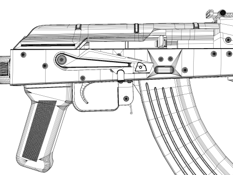 Ak-47 AKM with metall stock Model 3D