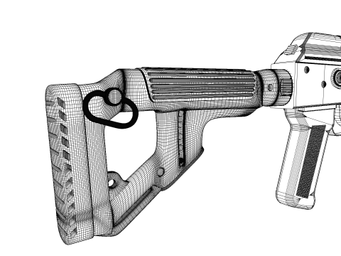 Ak-47 AKM with metall stock Model 3D