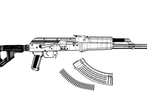Ak-47 AKM with metall stock Model 3D