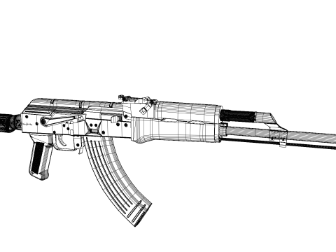 Ak-47 AKM with metall stock Model 3D