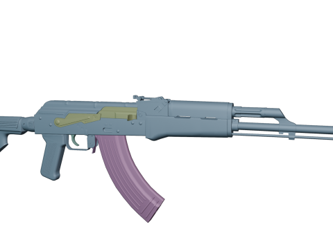 Ak-47 AKM with metall stock Model 3D