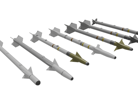 Aim-9 Sidewinders low poly collection 3D Model