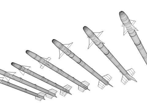 Aim-9 Sidewinders low poly collection 3D Model