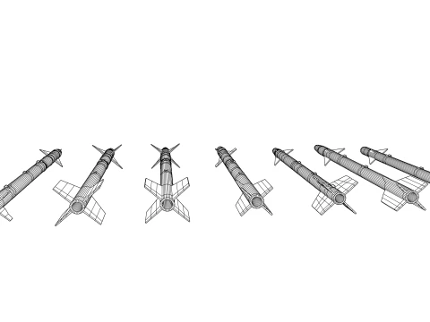 Aim-9 Sidewinders low poly collection 3D Model