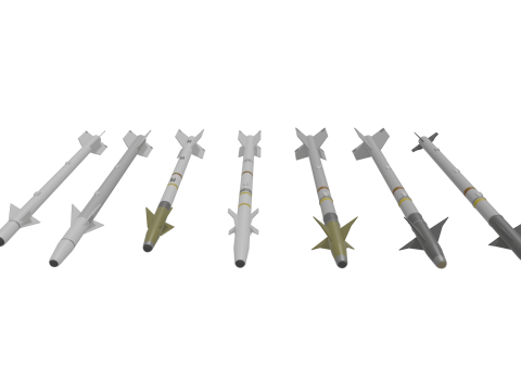 Aim-9 Sidewinders low poly collection Modelo 3D