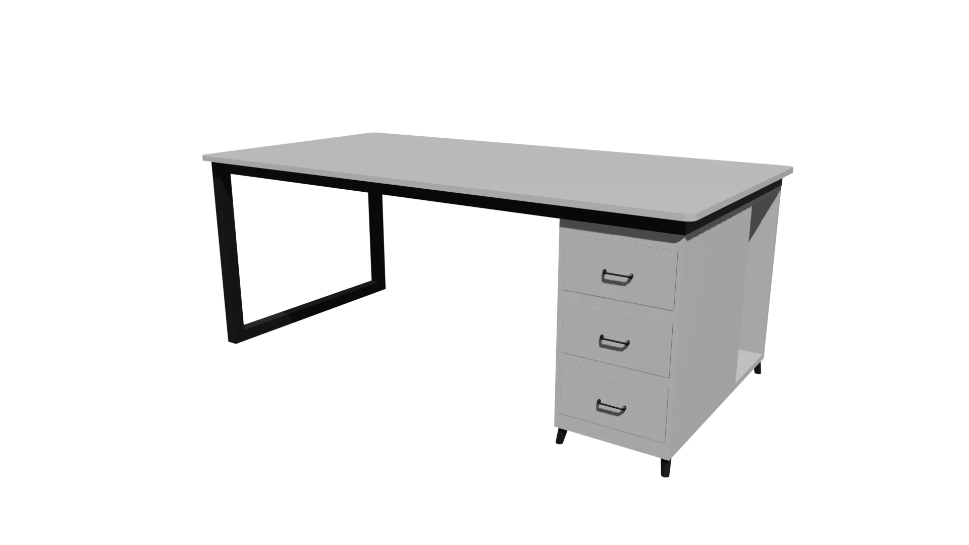 White PC table low poly 3D Model .c4d .max .obj .3ds .fbx .stl .blend 