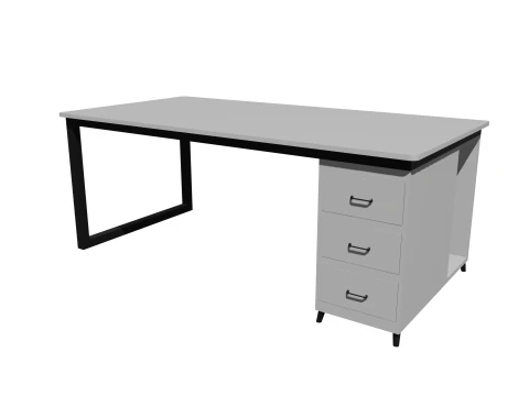 White PC table low poly 3D Model