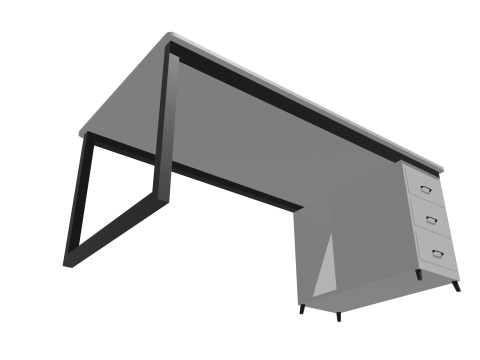 White PC table low poly Modèle 3D