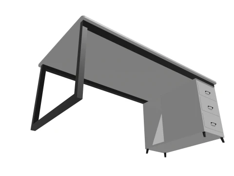 White PC table low poly 3D Model