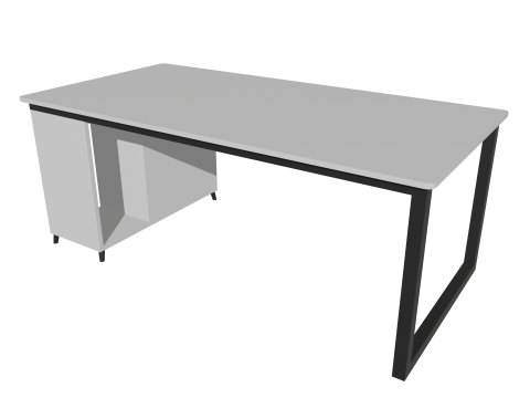 White PC table low poly Modèle 3D