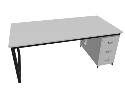White PC table low poly Modèle 3D