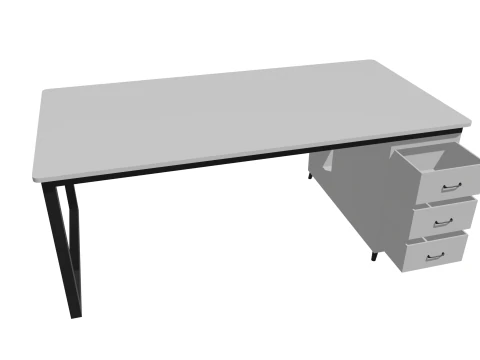 White PC table low poly 3D Model