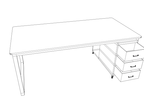 White PC table low poly 3D Model