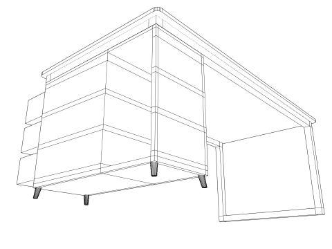 White PC table low poly Modèle 3D