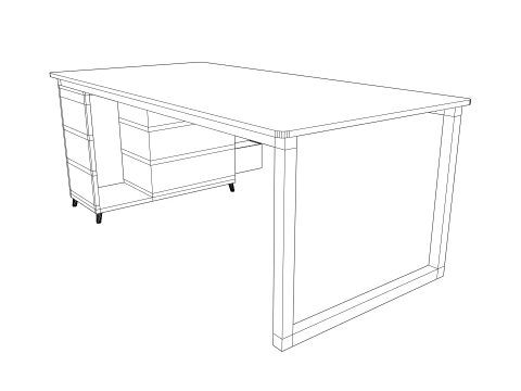White PC table low poly 3D Model
