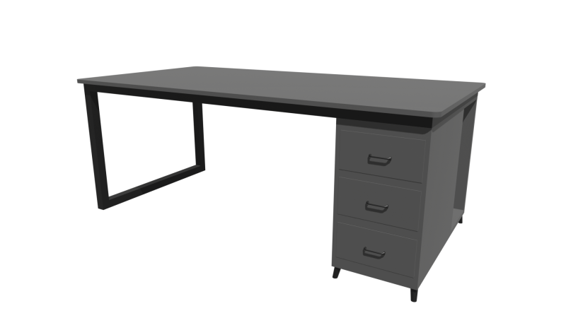 Gray PC table low poly 3D Model .c4d .max .obj .3ds .fbx .stl .blend 
