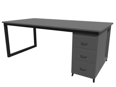 Szary stolik komputerowy low-poly Model 3D