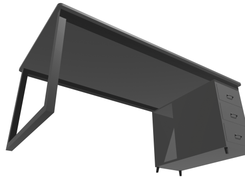 Gray PC table low poly 3D Model