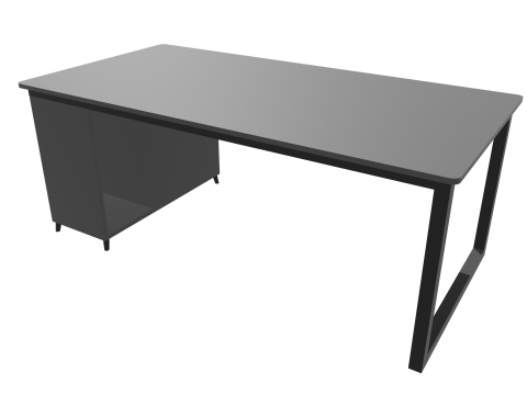 Gray PC table low poly 3D Model