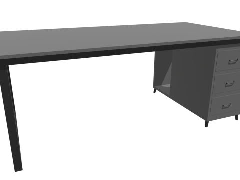 Gray PC table low poly 3D Model