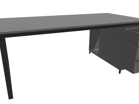 Gray PC table low poly 3D Model